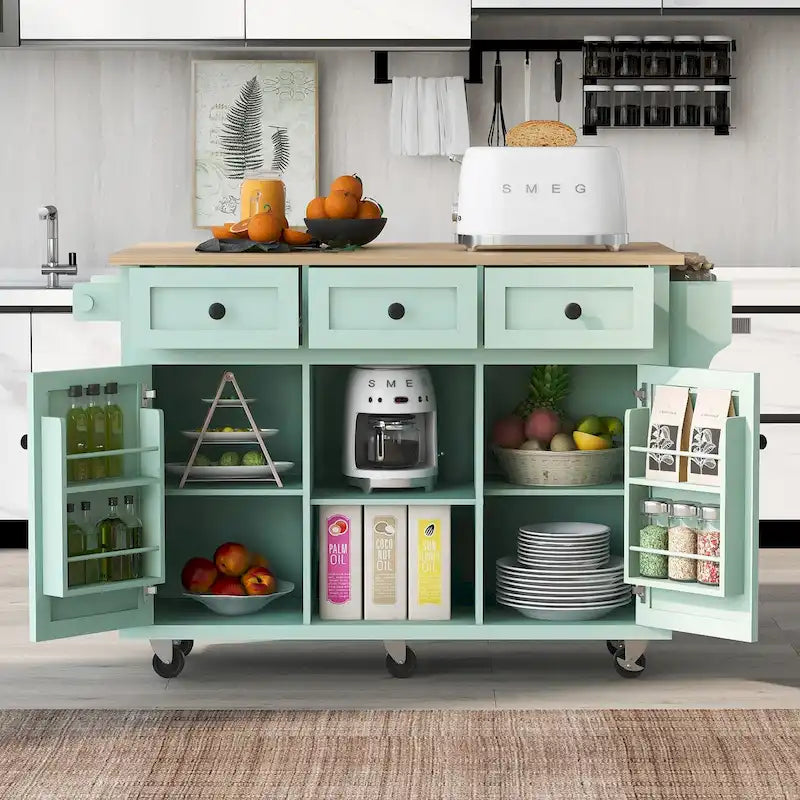 Portable Rolling Kitchen Island Cart with Storage