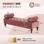 Modern End of Bed Bench for Bedroom, Velvet Upholstered Window Bench with 2 Detachable Pillows for Living Room or Entryway-Panipeachy