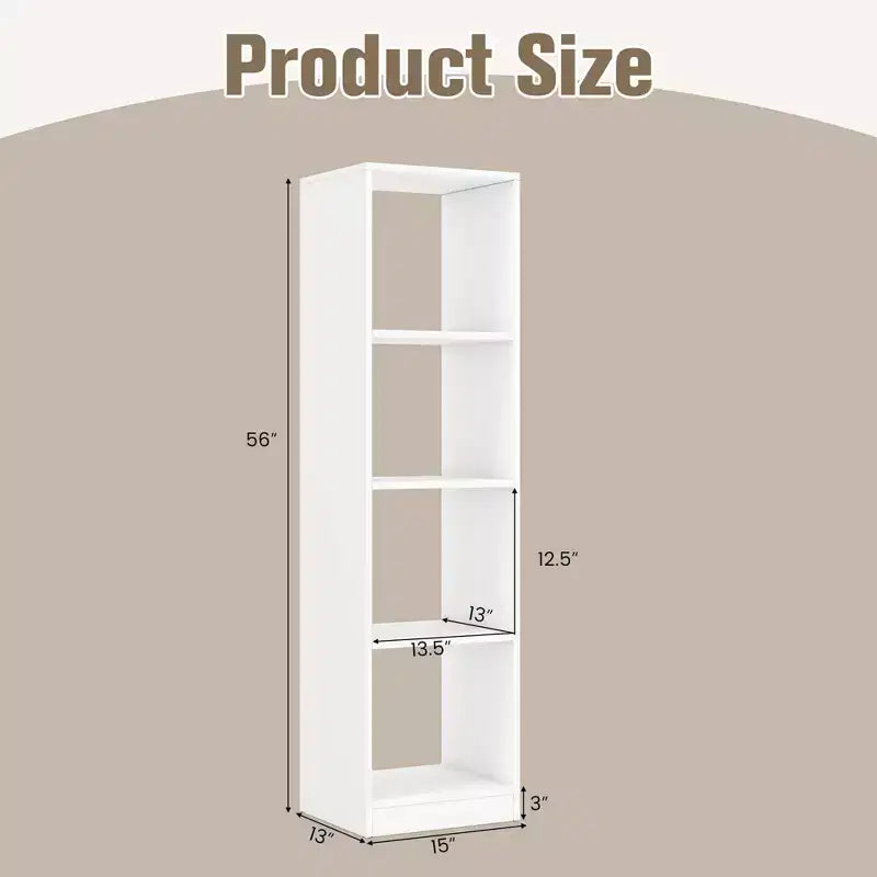 Étagère de 142 cm de haut, bibliothèque autoportante avec 4 compartiments ouverts