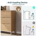 LINSY HOME Fluted 6 Drawer Dresser for Bedroom, Mid Century Modern Large Chest of Drawers with Gold Metal Handles, Wide Boho Wood Dressers