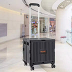 Foldable Utility Cart, 110 lbs Load Capacity, Folding Portable Rolling Crate Handcart with Heavy Duty Telescoping Handle and 4 Rotate Wheels