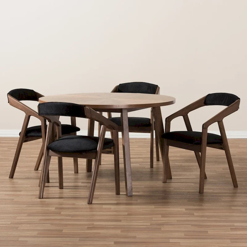 Mid-century Grey Fabric 5-piece Dining Set by Baxton Studio