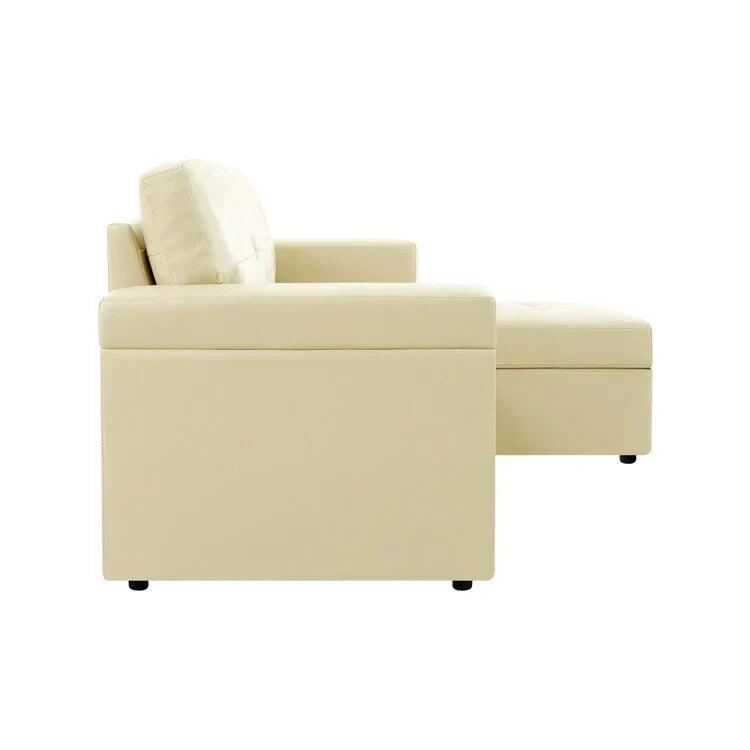 Convertible Reversible Sectional Sofa with Pull-Out Sleeper Bed, Hidden Storage Chaise, and Durable Legs