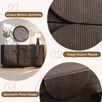 6-Drawer Modern Geometric Dresser, Half-Circle Accent Wide Storage Chest for Bedroom & Living Room