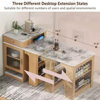 59.5 Kitchen Island with Extendable Dining Table, Double-Sided Storage & Power Outlet, Natural