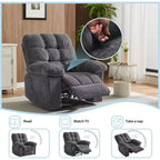 Manual recliner, ergonomic breathable fabric recliner with side pockets, single sofa, suitable for living room bedroom