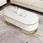 47.2 Oval Engineered Wood Coffee Table With Storage Drawers