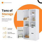 62 Tall Bathroom Storage Cabinet, Freestanding Floor Storage Cabinet With Drawer & Adjustable Shelf, Pantry Storage Cabinet For Bathroom Living Room