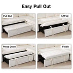 Dyonery 7-Seat Modular Sectional Sleeper Sofa with Pull-Out Bed, Reclining Backrest, USB Ports, Table, LED Lights & Storage Seats
