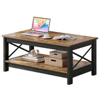 Farmhouse Wood Accent Coffee Table with Large Storage Shelf