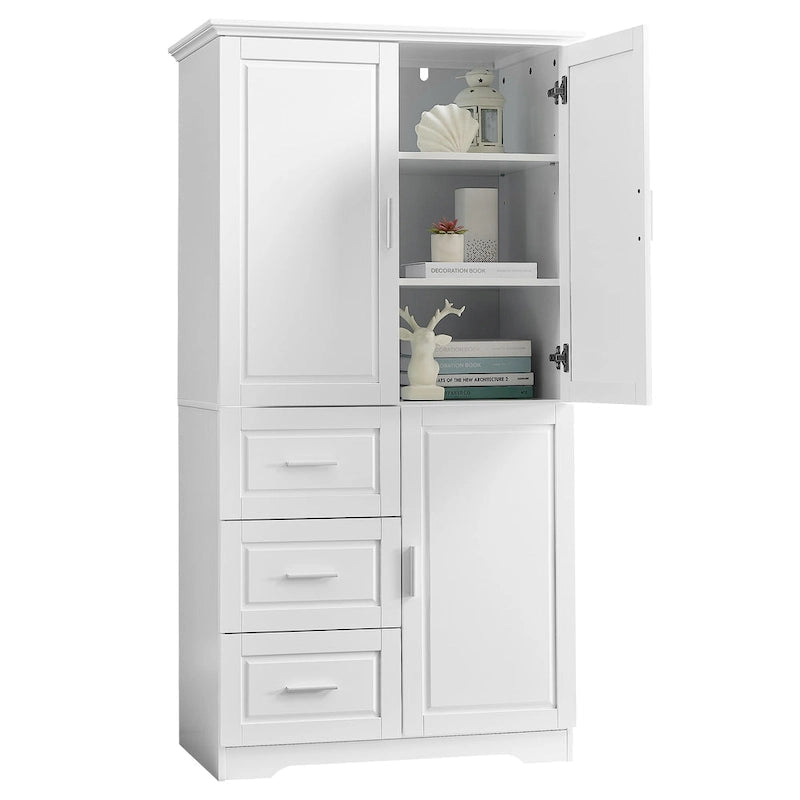 Tall and Wide Storage Cabinet with Doors for Bathroom/Office