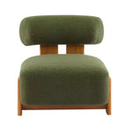 Modern Boucle Accent Chair with Rolled Backrest, Solid Wood Frame, Upholstered Accent Seating for Living Room, Bedroom, or Office