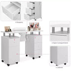 42.5 in. White MDF 3-Drawer Manicure Table Nail Desk with Storage, Doors, Electric Dust Collector