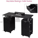 42.5 in. White MDF 3-Drawer Manicure Table Nail Desk with Storage, Doors, Electric Dust Collector