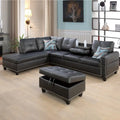 Modern 3-Piece Black Faux & Synthetic Leather Sofa Set: Sleek Style for Living Rooms