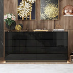 63 High Gloss Dresser With Light Chest w/8 Drawers&Spacious Tabletop