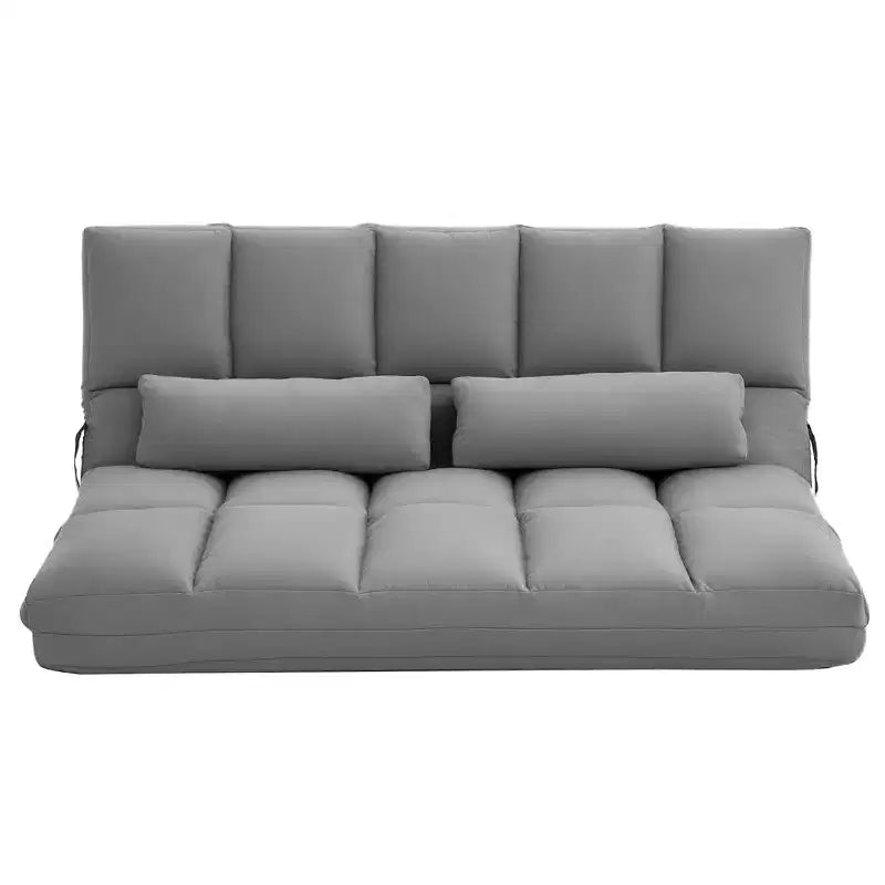 Convertible Floor Sofa Chair, Folding Couch Bed, Guest Chaise Lounge with 2 Pillows, Adjustable Backrest and Headrest, 51.25 L