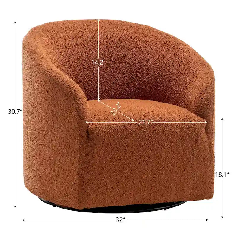 KINWELL 32 W Boucle Upholstered Swivel Barrel Armchair (Set of 2)