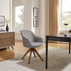 Modern Home Office Swivel Arm Accent Chair with Wood Legs