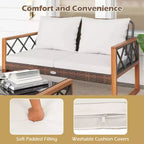 Costway 7 PCS Patio PE Wicker Furniture Set with Ottomans Cushions and Tables Chair Couch