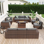 13 Pieces Patio Furniture Set with 44Fire Pit Table