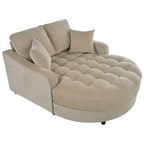 Chenille Chaise Lounge Sofa Bed, Upholstered Sofa Couch with Tufted Backrest and 2 Detachable Pillows for Living Room