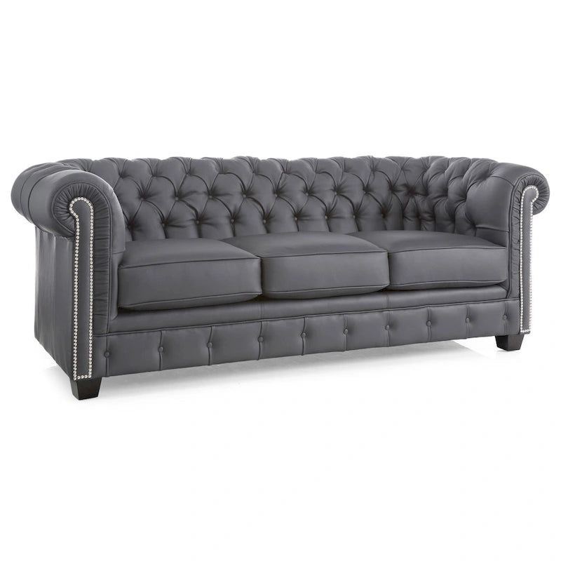 Hancock Tufted Top Grain Italian Leather Chesterfield Sofa - 31 H x 86 W x 40 D