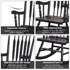 Costway Set of 2 Wood Rocking Chair Glossy Finish White\ Coffe