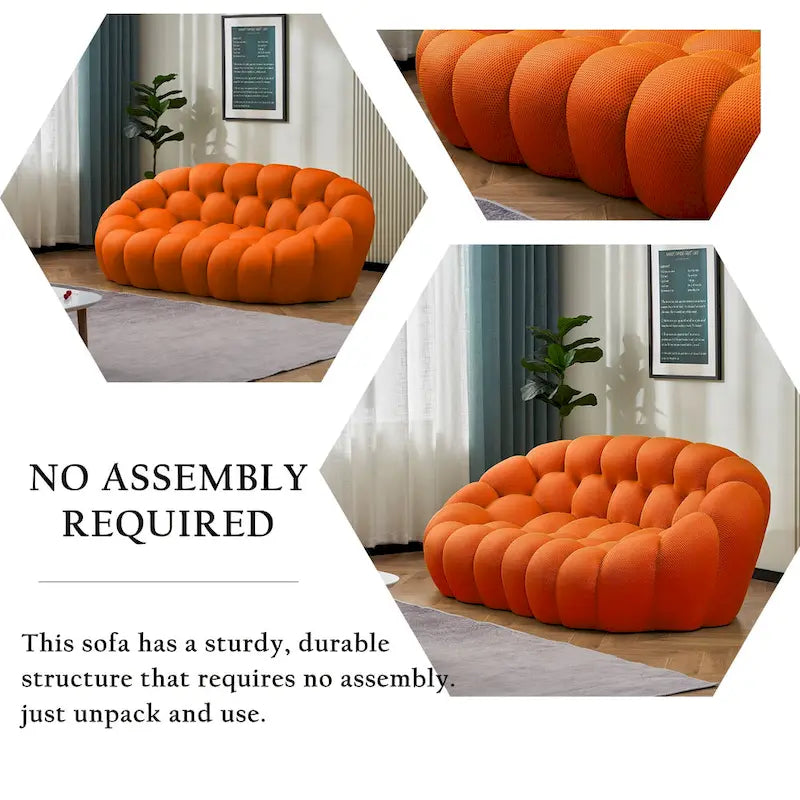 2-Seat Bubble Curved Lazy Sofa Honeycomb Shaped with 3D Textile Fabric for Living Room Salon Apartment
