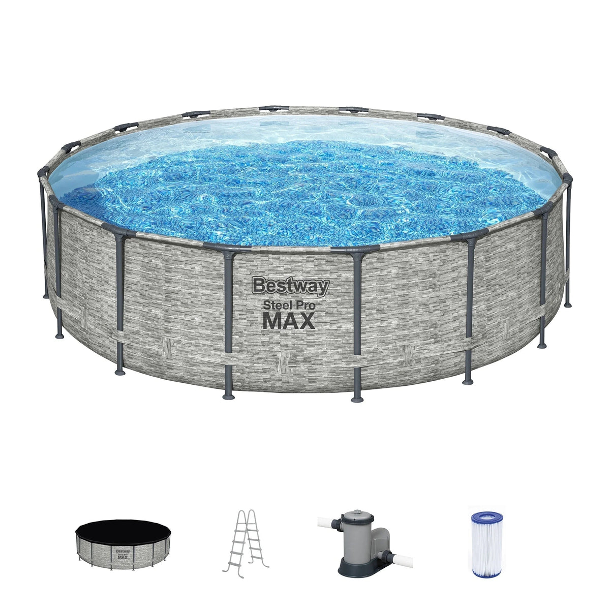 Bestway Steel Pro MAX Round Above Ground Swimming Pool with Pump & Cover