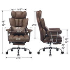 Efomao Ergonomic Desk Office Chair 400LBS, Big and Tall PU Leather Computer Chair, Executive Desk Chair with Footrest and Lumbar Support