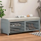 43.30 Solid Wood Storage Bench with Contemporary Distressed Blinds