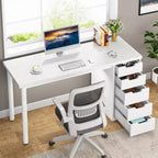 Lantine Computer Desk with 5 Drawers, 47 inches Modern Simple Home Office Desk Study Writing Table for Small Spaces