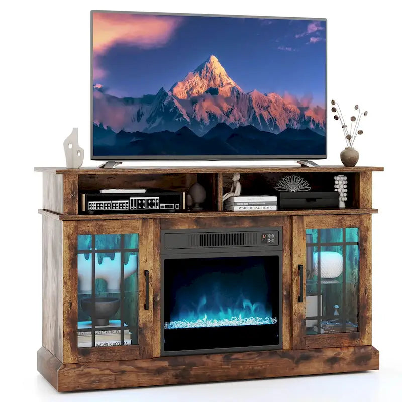 Costway TV Stand with Electric Fireplace LED Lights Remote Controls - See Details