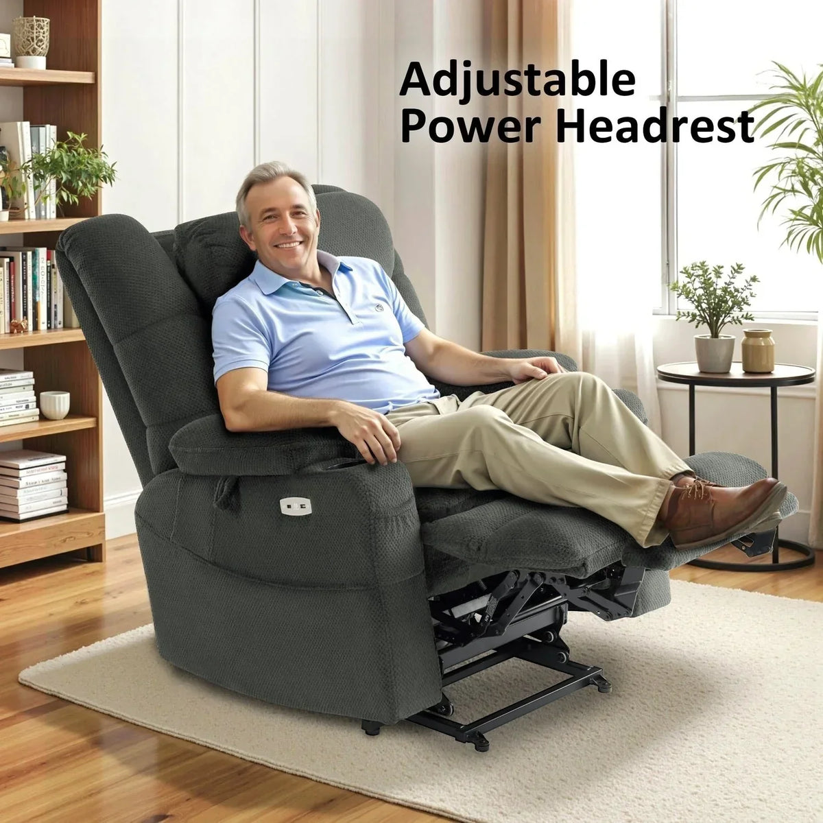 MCombo Large-Wide Dual Motor Power Lift Recliner with Massage and Dual Heating for Big and Tall Elderly, Fabric R7635