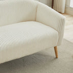 Corduroy Fabric Upholstered 2-Seat Sofa with Wooden Walnut Legs
