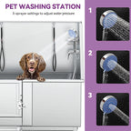50 W Stainless Steel Adjustable Pet Grooming Tub with Steps Ramp