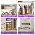 Besiost Set of 3 Corner Closet System with Tower Shelves and Drawers, Freestanding Closet Organizer with Hanging Rods