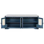 Whisen Rustic Wood Storage Bench, Entryway Shoe Bench with Removable Cushion, Adjustable Shelves