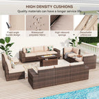 13 Pieces Patio Furniture Set with 44Fire Pit Table