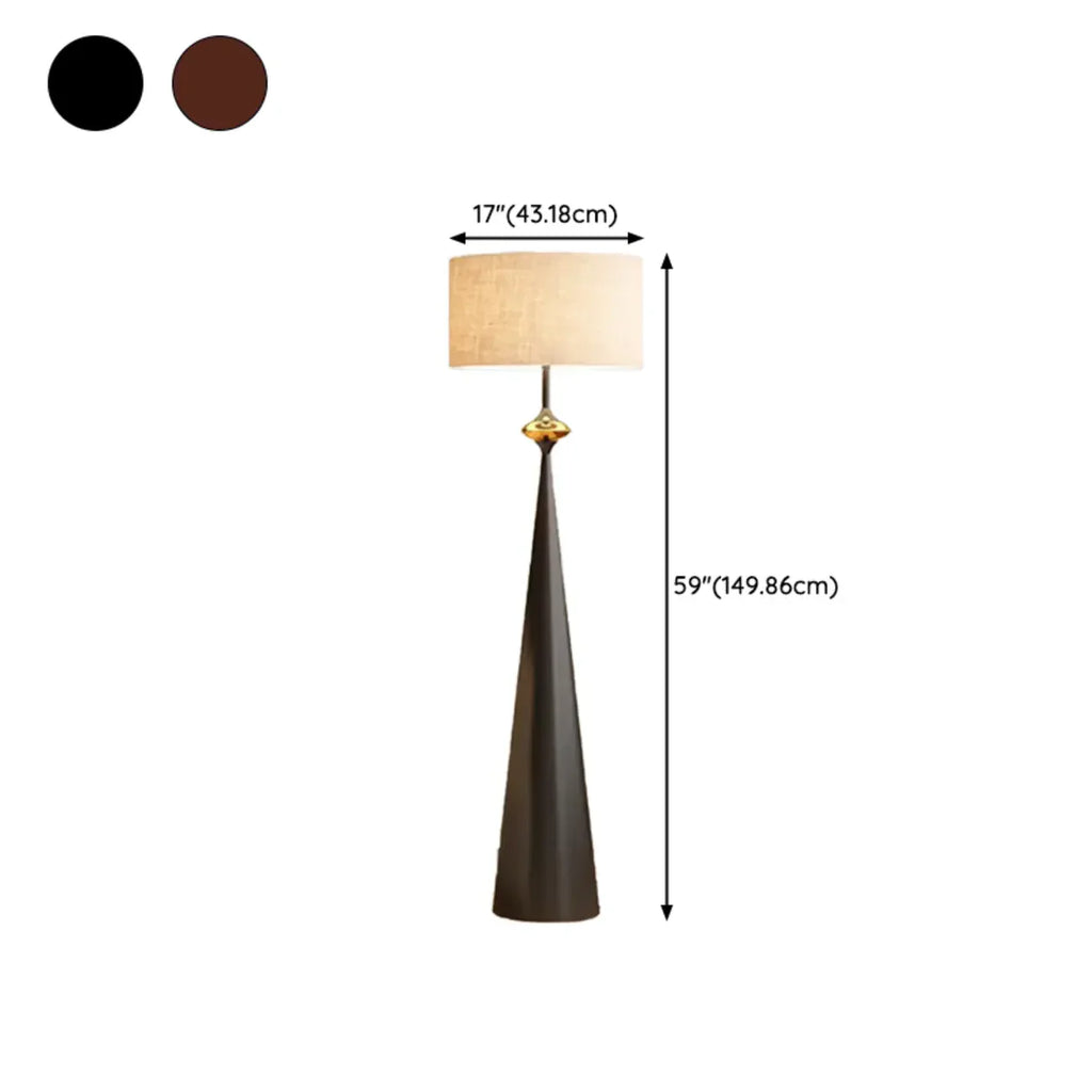 Contemporary Tapered Metal Floor Lamp Fabric Shade