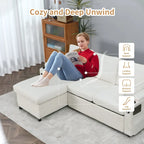 80 L-Shaped Sofa Couch Bed, Sofa Sleeper with Pull Out Bed, Reversible Sleeper Sofa Bed