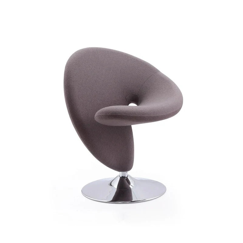 Manhattan Comfort Curl Chrome Wool Blend Swivel Accent Chair (Set of 2)