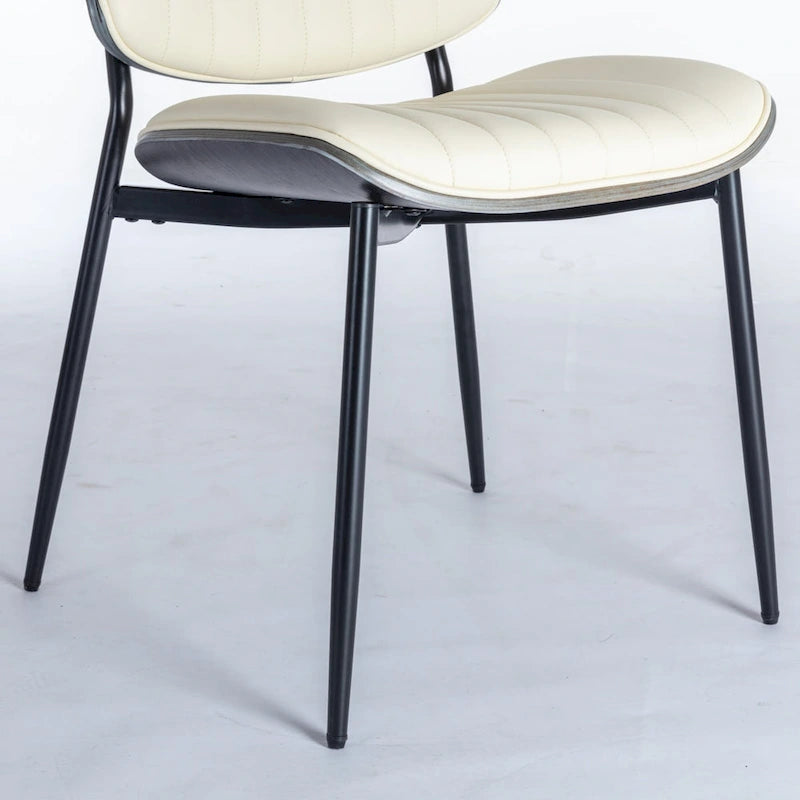 2PCS Faux Leather Chair with Metal Legs