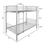 Karl Home Twin Over Twin Steel Bunk Bed Frame Ladder Bedroom Dorm Room for Kids Adult Children