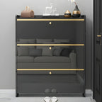 Entryway Glam Black Shoe Storage with Adjustable Shelves