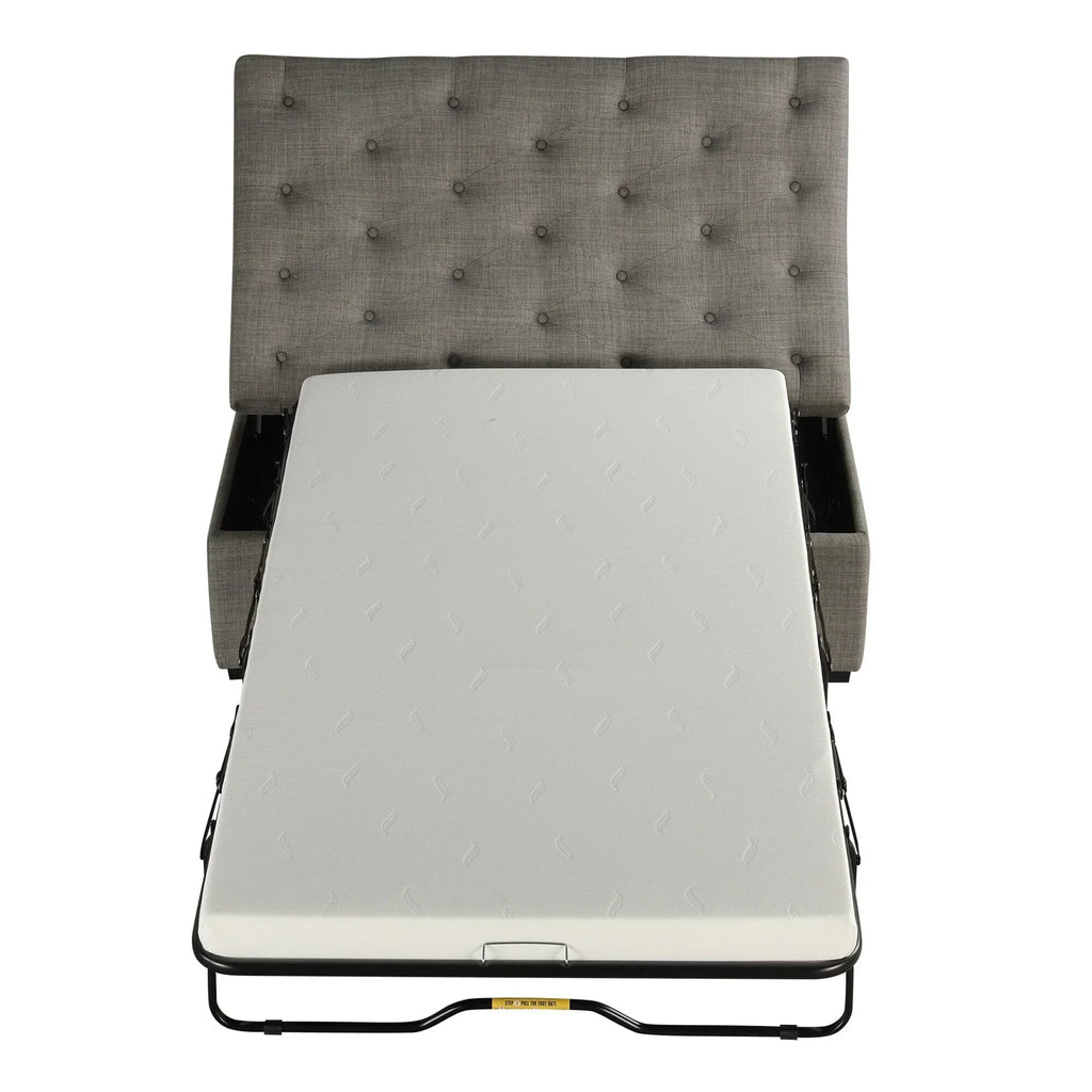 Folding Sofa Bed, 49.6 Ottoman with a Folding Sofa Bed, Convertible Ottoman Sleeper with Memory Mattress and Tufted Design