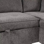 104.5 Reversible L-Shape Sleeper Sectional with Storage Chaise & 2 Stools - Convertible 3-Seat Sofa Bed for Living Room