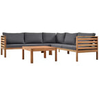 Polibi Acacia Corner Outdoor Sofa Set with Matching Coffee Table