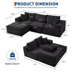108 Modern Sofa Couch, 3 Seater Upholstered L Shaped Sofa with Pillows, Deep Seat Sofa, No Assembly Required